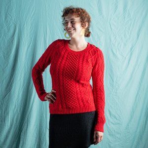 H&M L.O.G.G. | Red Cable Knit Pullover Sweater